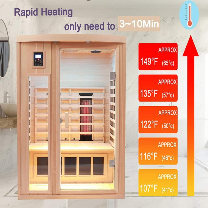 Load image into Gallery viewer, Premium 2-Person Low EMF FAR-Infrared Heat Wood Home Personal Spa Sauna With Ceramic Heaters, 1760W (SAK25714)