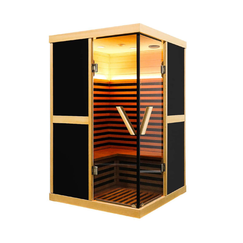Load image into Gallery viewer, Thermora Premium Large 2-Person V-Shaped FAR Infrared Sauna Room With Double Glass Doors 1980W (SAK96413)