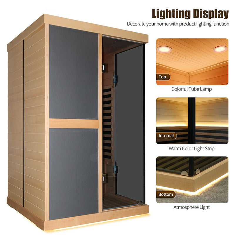 Load image into Gallery viewer, Thermora Premium Large 2-Person V-Shaped FAR Infrared Sauna Room With Double Glass Doors 1980W (SAK96413)