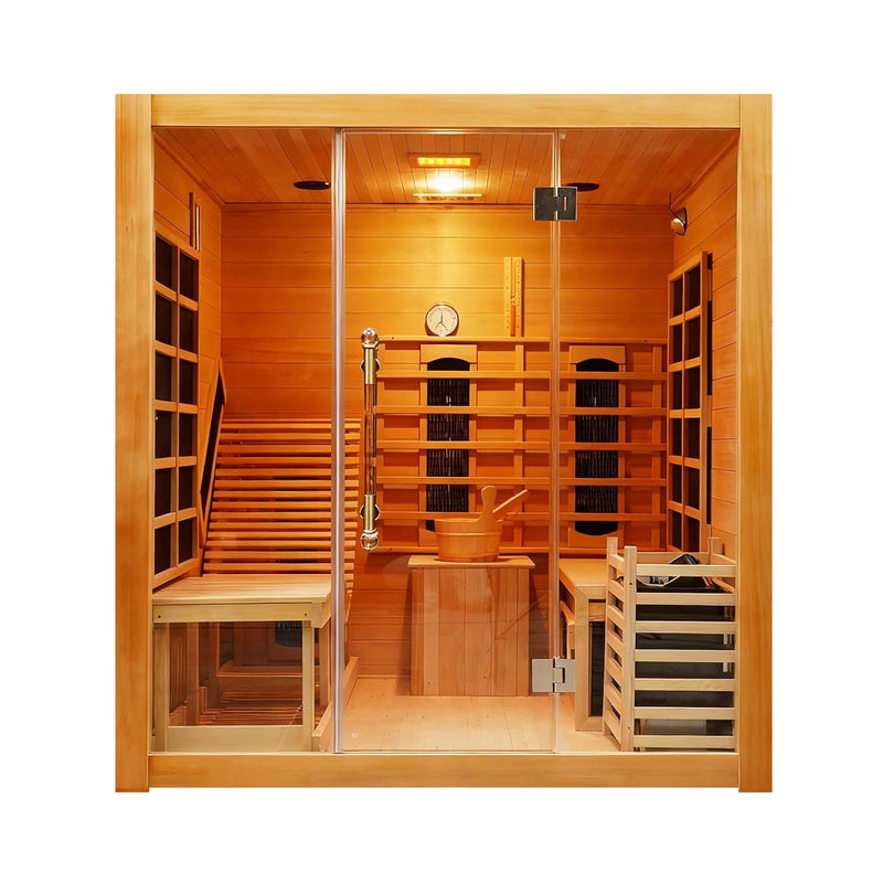 Load image into Gallery viewer, 3-Person Indoor Hybrid Sauna Room With Built-In Lounge Chair