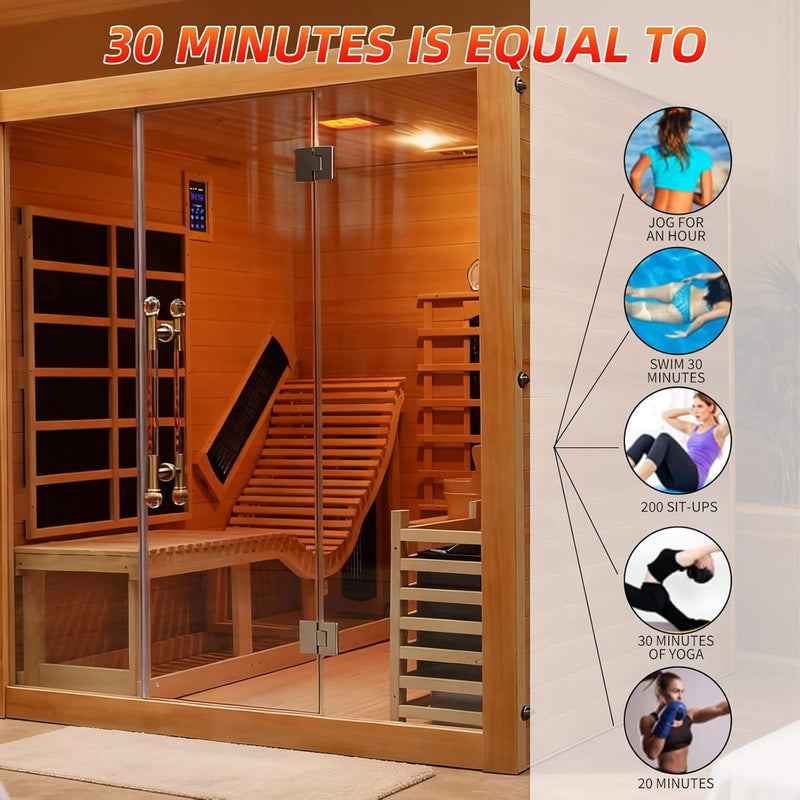 Load image into Gallery viewer, 3-Person Indoor Hybrid Sauna Room With Built-In Lounge Chair