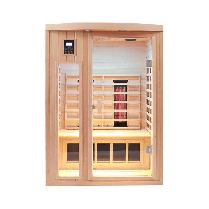 Load image into Gallery viewer, Premium 2-Person Low EMF FAR-Infrared Heat Wood Home Personal Spa Sauna With Ceramic Heaters, 1760W (SAK25714)
