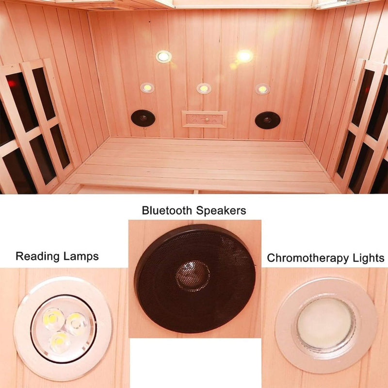 Load image into Gallery viewer, Premium 2-Person Low EMF FAR-Infrared Heat Wood Home Personal Spa Sauna With Ceramic Heaters, 1760W (SAK25714)
