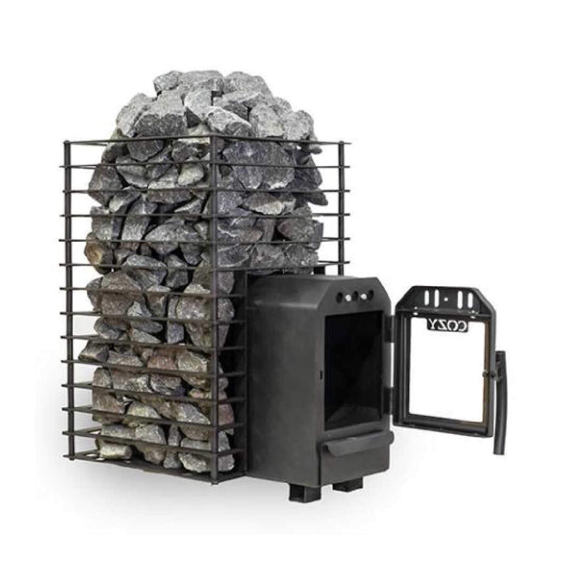 Load image into Gallery viewer, Cozy Heat Quattro Thru-Wall Square Style Sauna Stove With Sauna Stones [COZY QUATTRO TW] (SAK81754)
