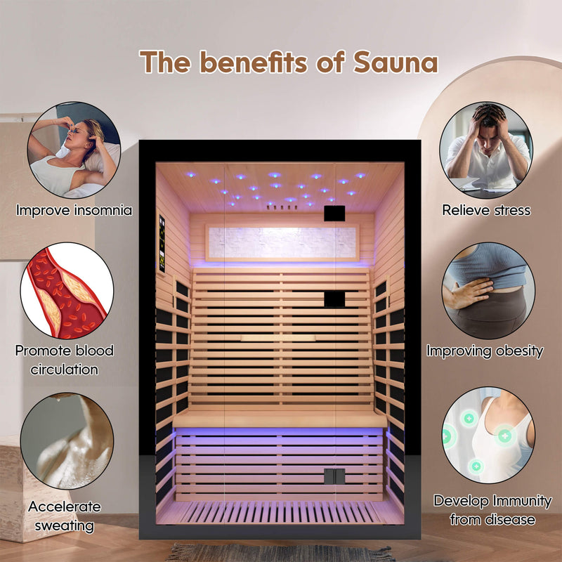 Load image into Gallery viewer, Thermora Luxury 2-Person Canadian Hemlock Wood Far Infrared Home Sauna
