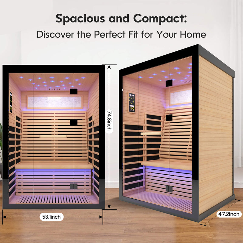 Load image into Gallery viewer, Thermora Luxury 2-Person Canadian Hemlock Wood Far Infrared Home Sauna
