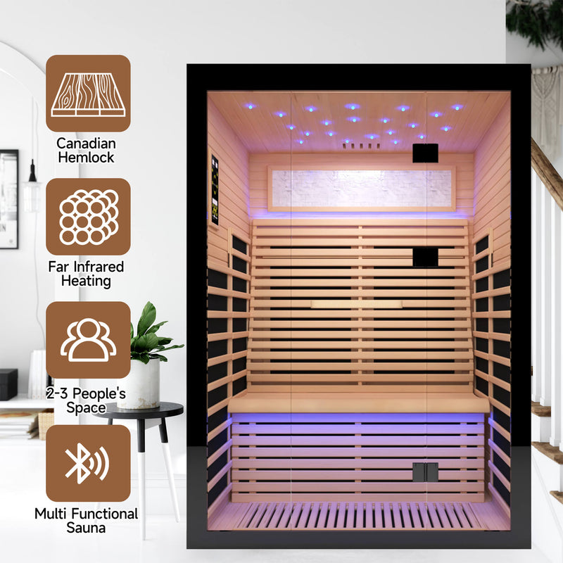 Load image into Gallery viewer, Thermora Luxury 2-Person Canadian Hemlock Wood Far Infrared Home Sauna
