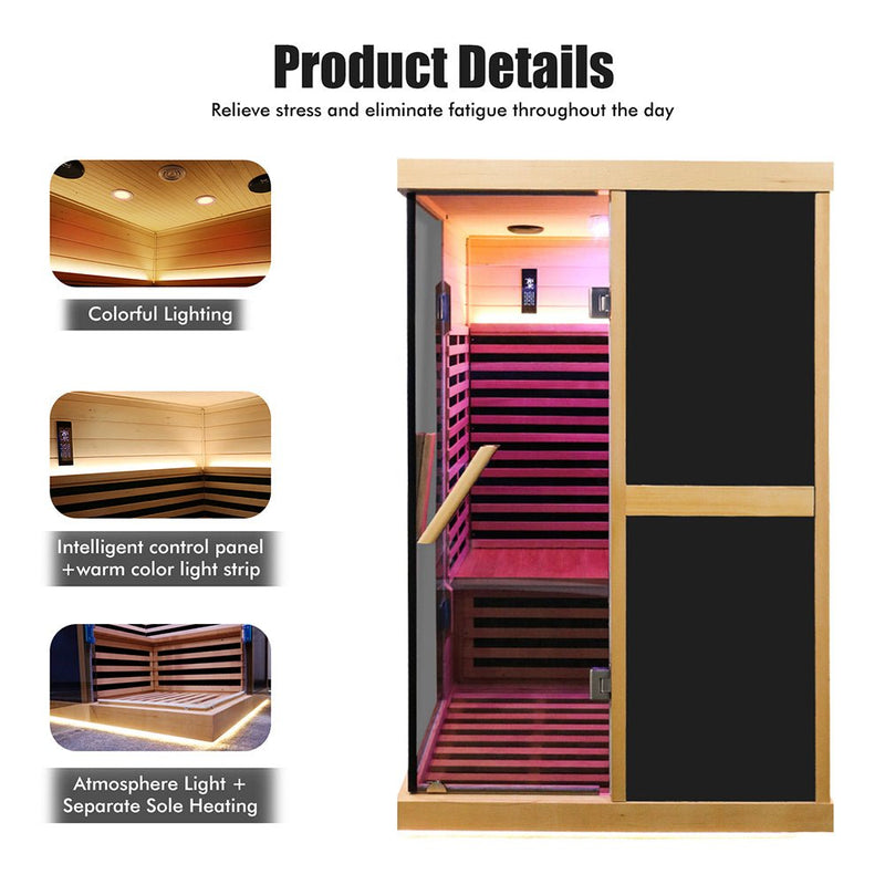 Load image into Gallery viewer, Thermora Premium Large 2-Person V-Shaped FAR Infrared Sauna Room With Double Glass Doors 1980W (SAK96413)
