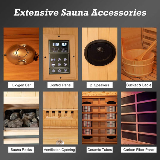 3-Person Indoor Hybrid Sauna Room With Infrared And 4.5KW Steam Heaters