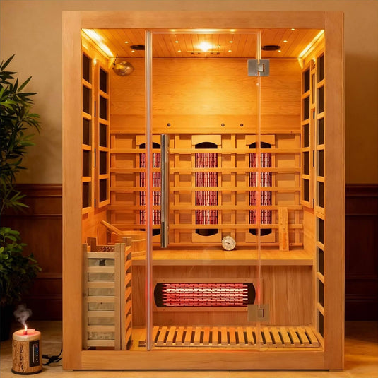 3-Person Indoor Hybrid Sauna Room With Infrared And 4.5KW Steam Heaters