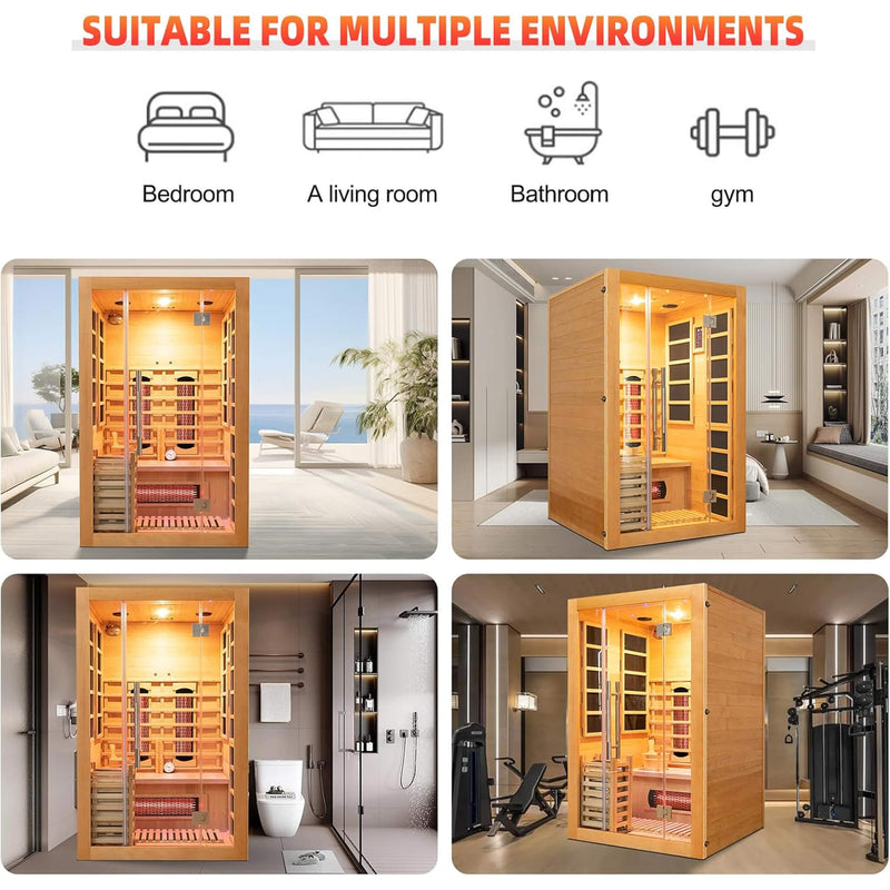 Load image into Gallery viewer, 3-Person Indoor Hybrid Sauna Room With Infrared And 4.5KW Steam Heaters
