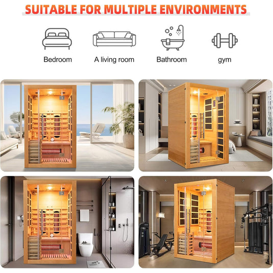 3-Person Indoor Hybrid Sauna Room With Infrared And 4.5KW Steam Heaters
