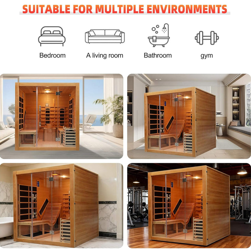 Load image into Gallery viewer, 3-Person Indoor Hybrid Sauna Room With Built-In Lounge Chair
